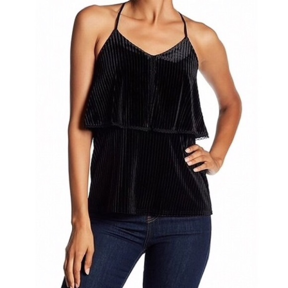 NWT Ro and De cute black velvet camisole